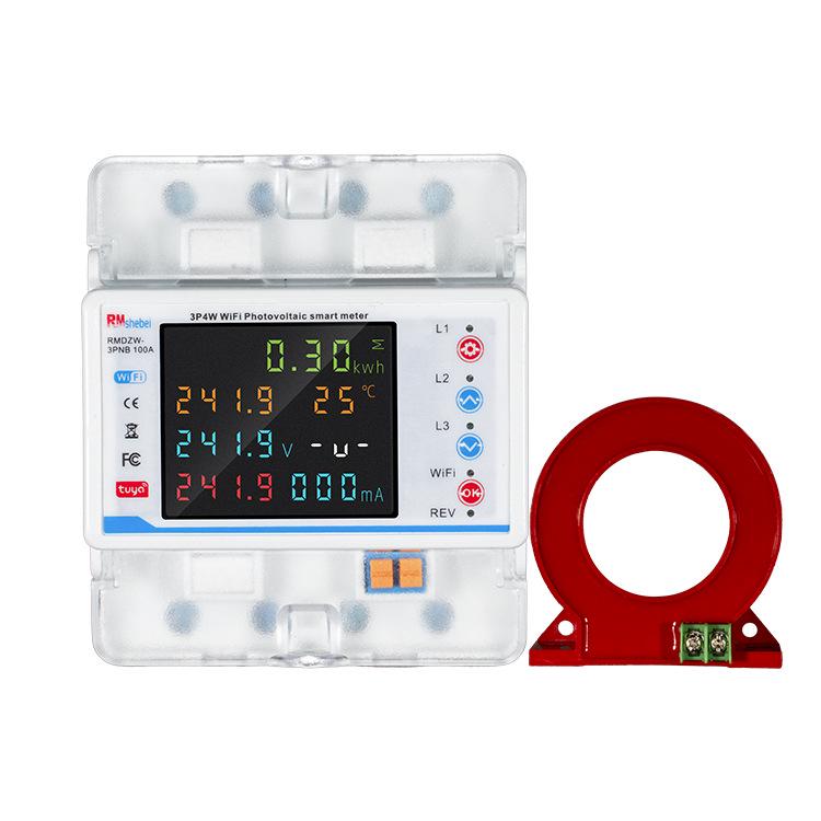 Smart Tuya 3-Phase WiFi Circuit Breaker with 4P, Color Screen, Remote Mobile Control, and Leakage Protection