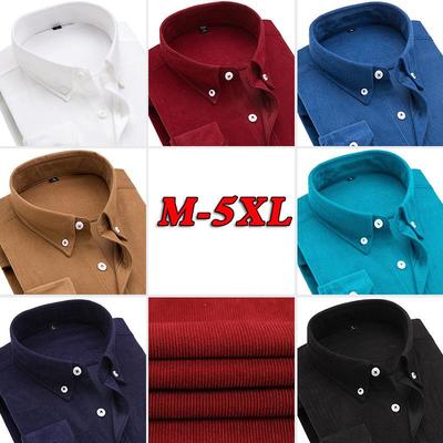 Men's Spring/Autumn Corduroy Long-Sleeved Shirt - Fashionable for Middle-aged and Young Men
