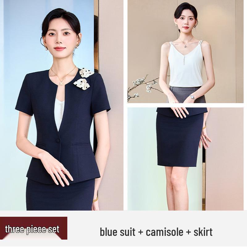 2025 Stylish Professional Suit: Spring/Summer Short Sleeve Workwear for Jewelry Store, Hotel Reception, and Administrative Roles