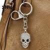 Heavy Duty Metal Key Ring Bling Rhinestone Skull Keychain, Halloween Gothic Pendant Keyring Pendant, Handbags Backpacks Purse Charm Accessory Keychain