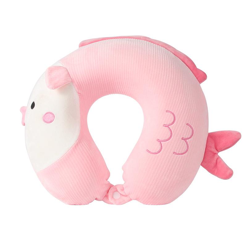 Cartoon U-Shaped Pillow Memory Foam Pillow Core Neck-Protecting Pillow for Airplane Car Travel Portable Office U-Shaped Pillow