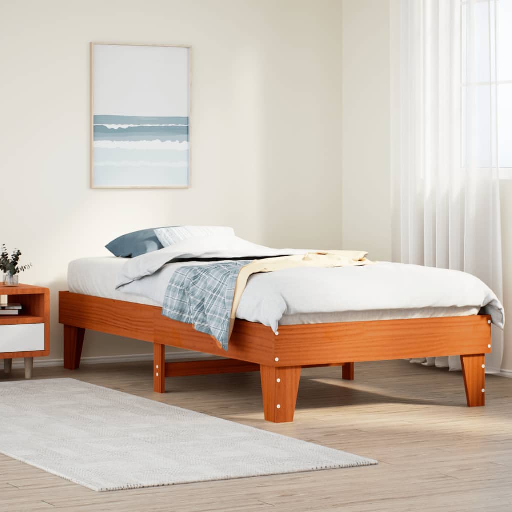 Solid Wood Bed without Mattress Wax Brown 75 x 190 cm Pine Wood