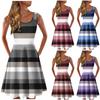 Robe d'été décontractée à rayures, imprimée, col rond, sans manches, pour femmes