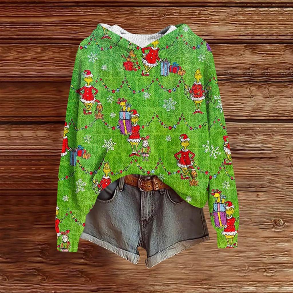 Sweatshirts For Women Knit Sweater Cute Shirt Fall Pullover Hooded Sweatshirt