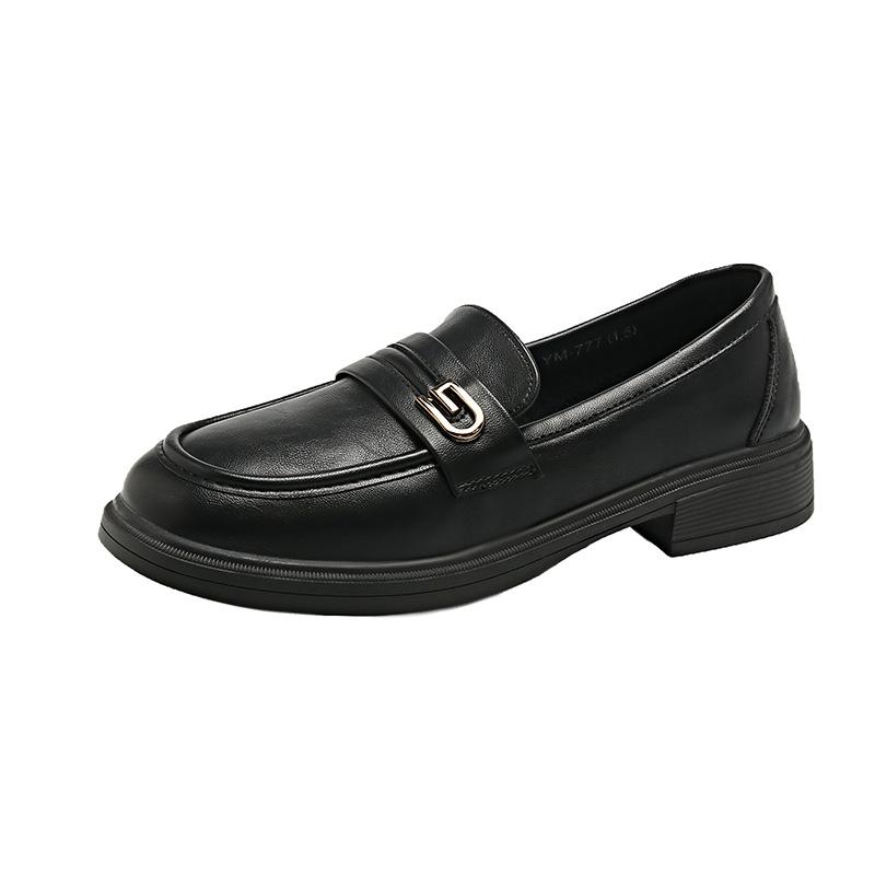 2025 New British style loafers Doudou shoes platform shoes one pedal women's shoes French single shoes Mary Jane small leather shoes