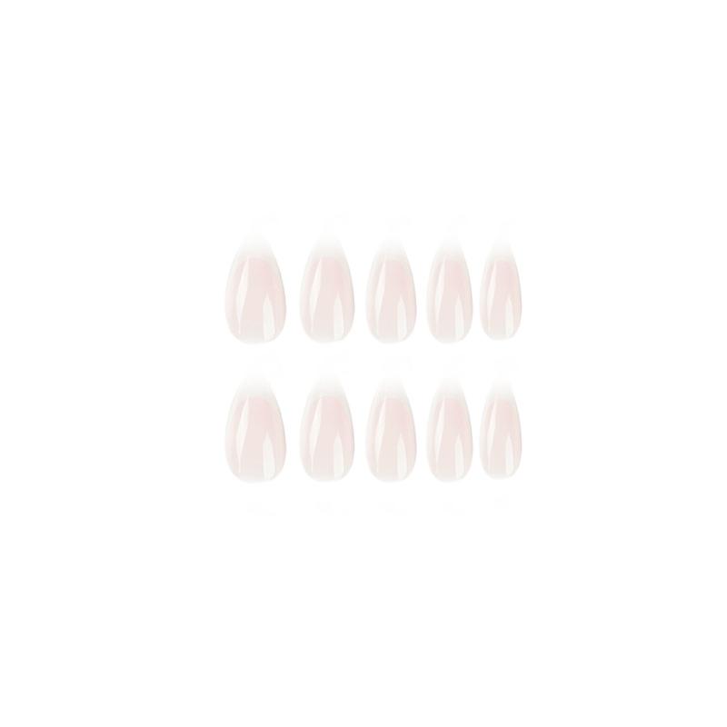 24Pcs/Set Quick Nails Simple White Border False Nials Sticker Wearable Waterproof Manicure Finished Nails