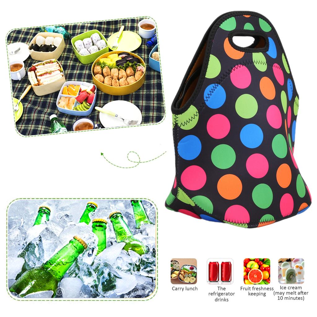 Insulated Thermal Lunch Bag Waterproof Neoprene Lunch Box Handbag for Picnic Camping