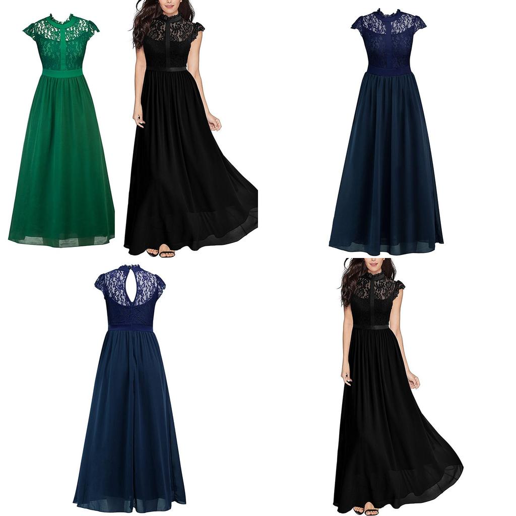 Elegante Vestido de Encaje Hueco para Mujer para Fiestas de Cóctel Ocasiones Formales de Noche