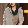 Korean-Style Women's Mid-Length Hooded Jacket - Casual, Double-Sided Woolen, Versatile for Autumn/Winter