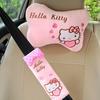 2PCS Sanrio Car Headrest Pillow Winter Warm Plush Doll Neck Lumbar Support Cushion Adjustable Car Seat Pillow Seat Belt Cover