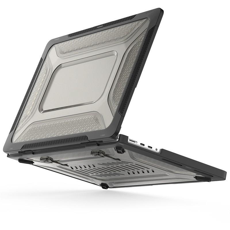 Custodia Sottile per PC Portatile con Supporto di Raffreddamento Integrato MacBook Air 13 Pro 14 16 M1 Max - Cover Posteriore Antiurto in Grigio