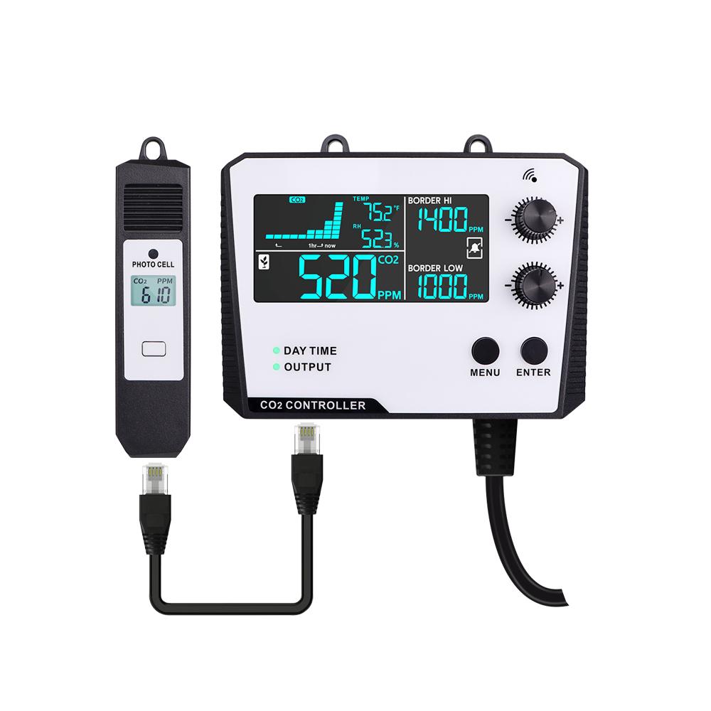 

CO2 Controller Air Quality Monitor LCD Carbon Dioxide Controller 0-5000ppm CO2 Concentration Tester for Planting Greenhouse US Plug