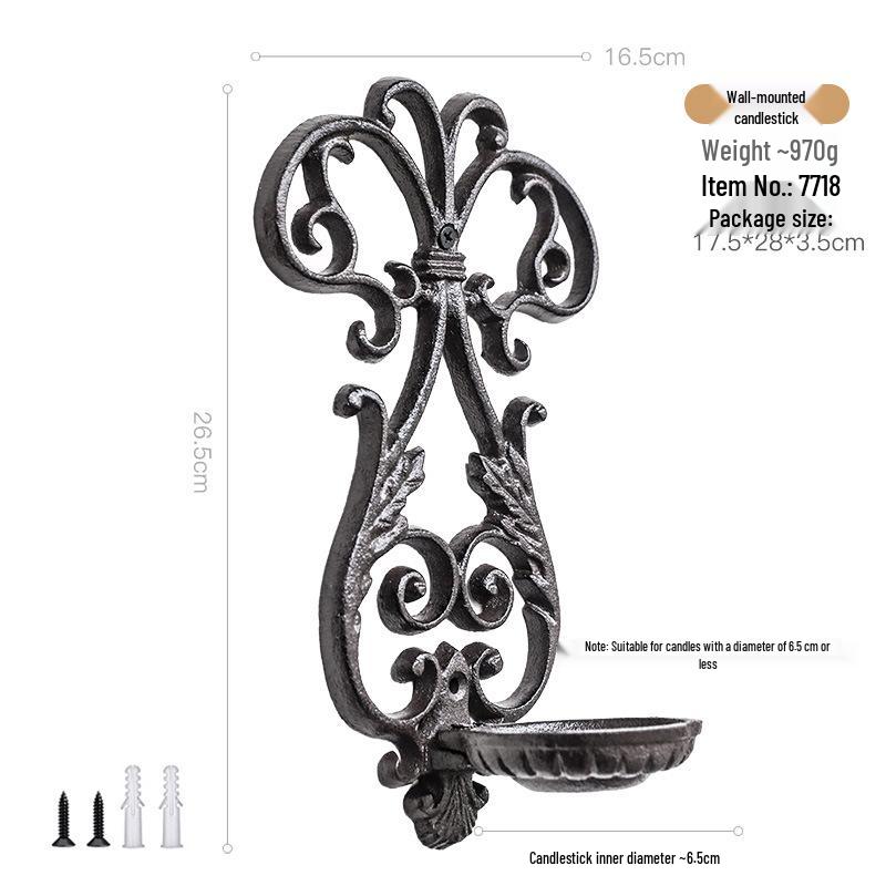 European Retro Geometric Wall-Mounted Candle Holder for Hotel and Restaurant Décor