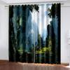 Spring Green Forest Series Luxury Sunshade Curtains 2 Pieces of Living Room Bedroom Home Decoration Hook Punch
