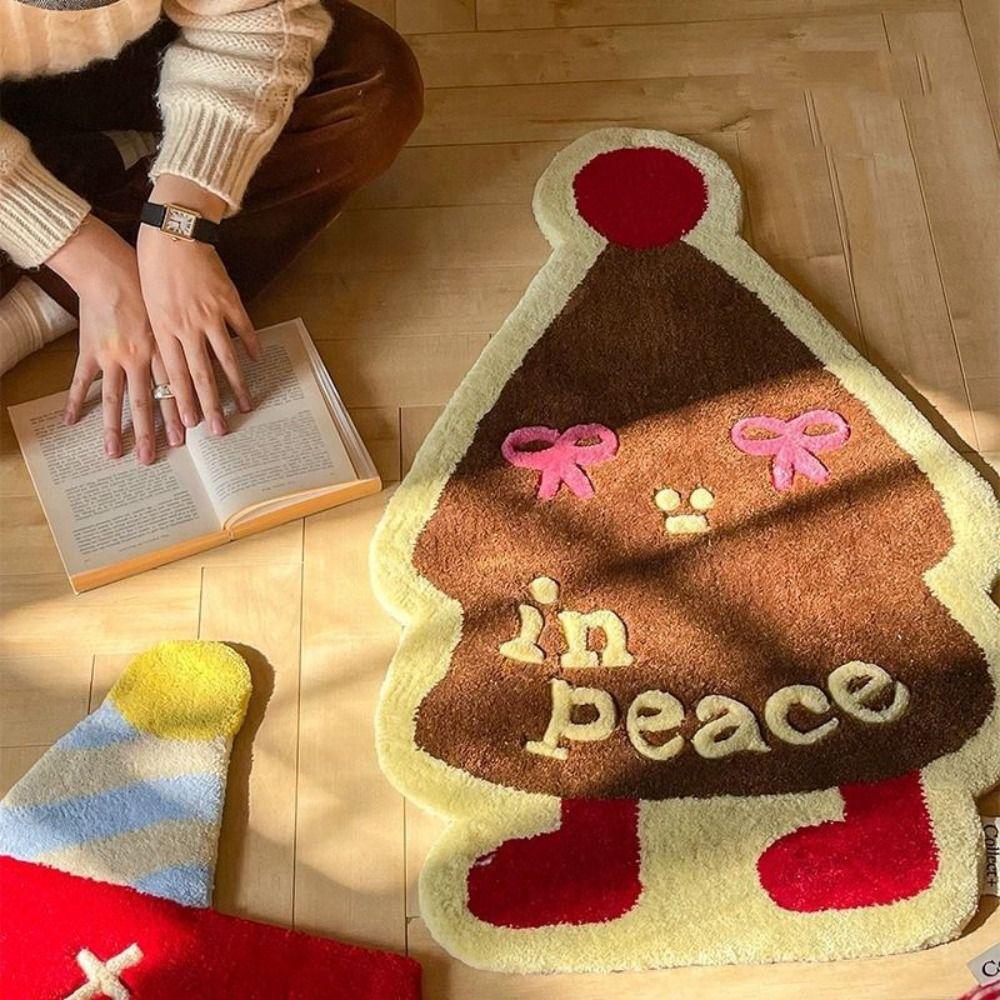 

Fluffy Bedside Rug Soft Anti Slip Rugs Creative Bath Mat Living Room