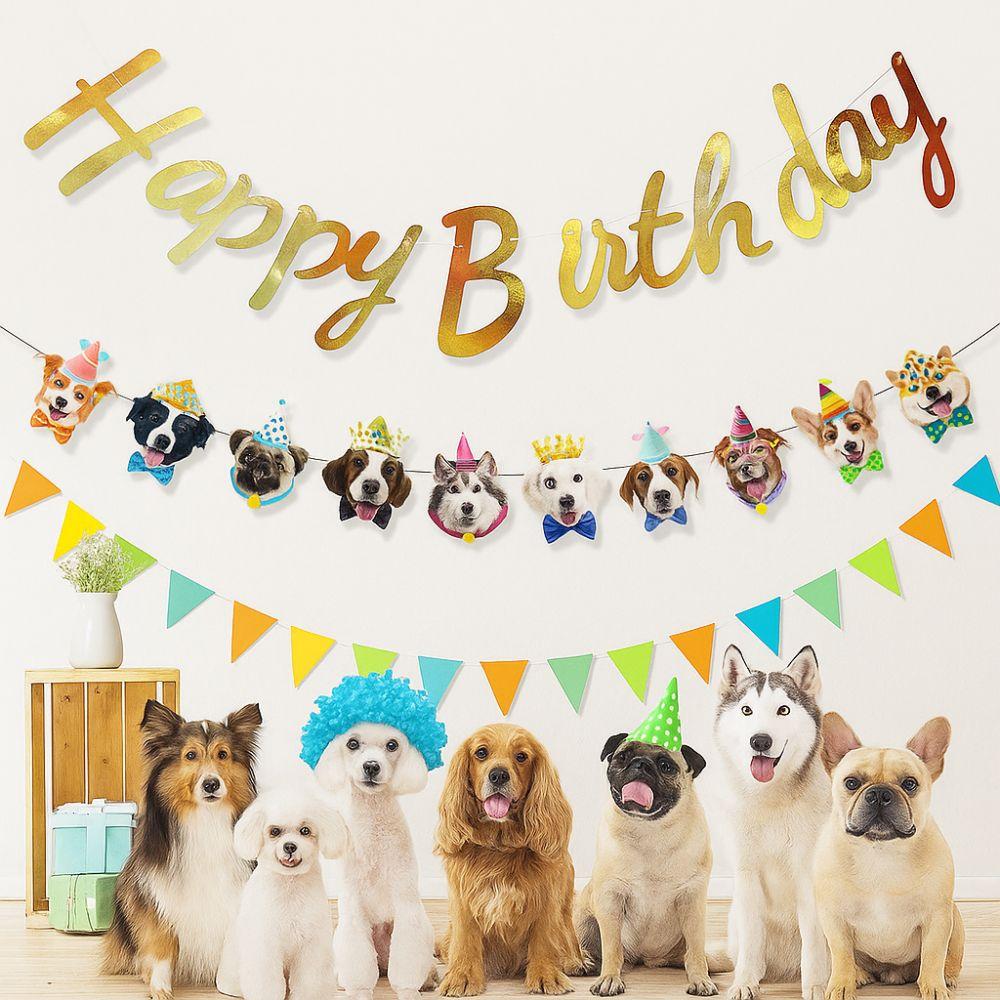 Paper Happy Birthday Banner Cute Animal Animal Birthday Banner Pet Theme Banner  Baby Shower