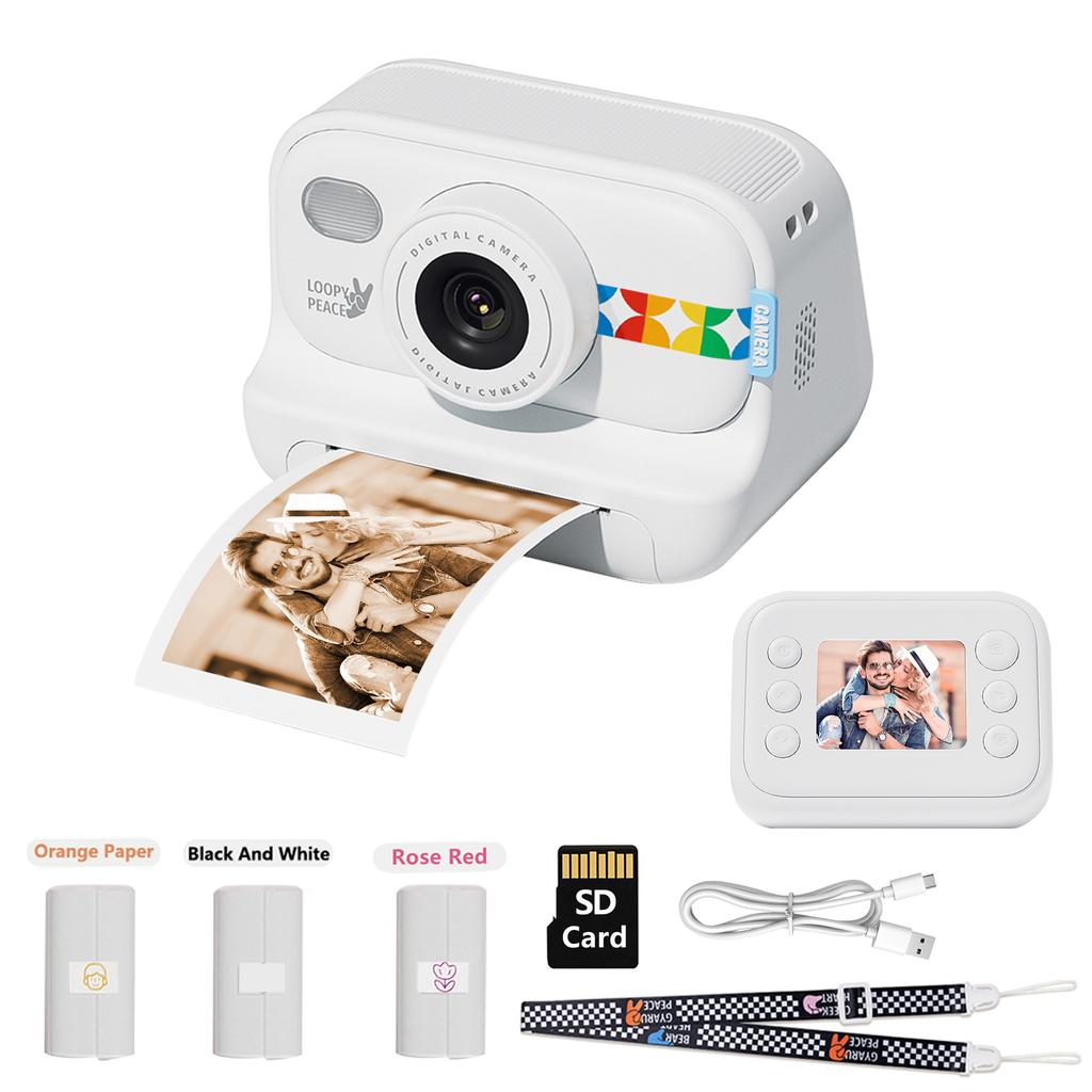 Barevný instantní fotoaparát pro děti, Vánoční dárky k narozeninám pro dívky a chlapce, HD digitální videokamery, termopapír bez inkoustu