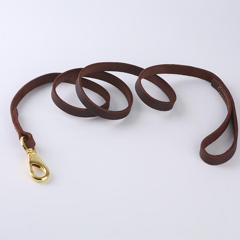 Handmade Stitching Cowhide Leash Medium and Large Dog Leash Genuine Leather Dog Leash Walking Leash
