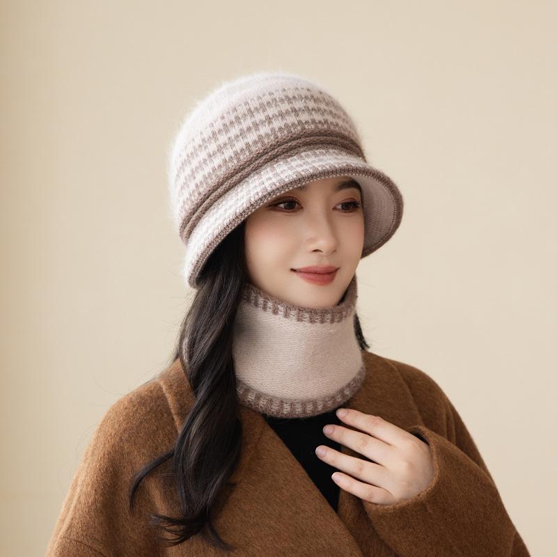 In The Elderly Mother Fisherman Hat Women'S Wool Hat Autumn And Winter Grandma Scarf Warm Knitted Basin Hat