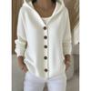 Autumn Winter Knitted Hooded Sweater Cardigan Button Casual Fashion Solid Color Women Wear