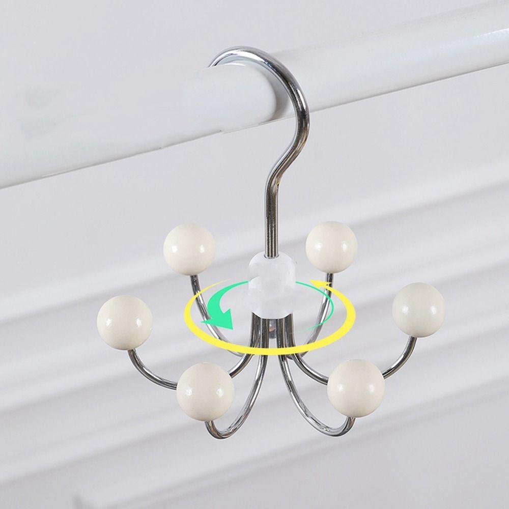 Creative Iron Wooden Ball Swivel Hook Rotatable Hanging Six-claw Hook Black Clothes Hangers Home