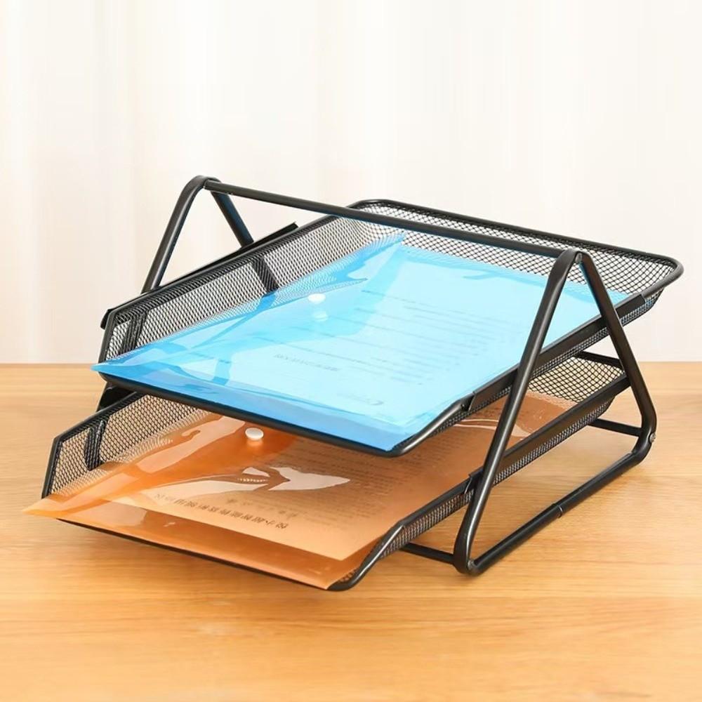 Metal Mesh Pen Holder 2/3 Grids Desk Organizer Holder Creative Metal Storage Box  Pencil