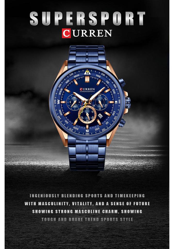Curren 8399 Men's Quartz Multifunction Calendar Watch with Large Dial