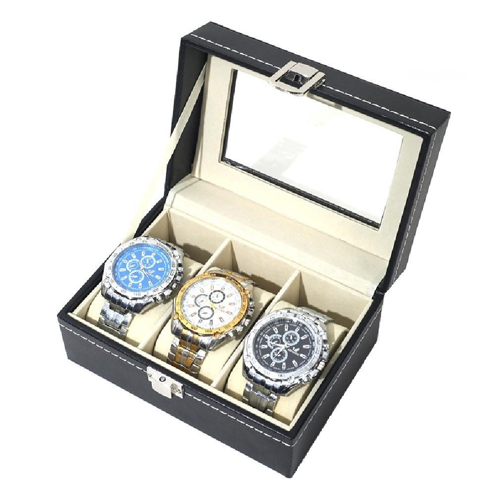 2/3/6/10/12 Grids Jewelry Box Watch Holder Watch Storage Box Lockable Leather Flocking Cloth Watch Display Box