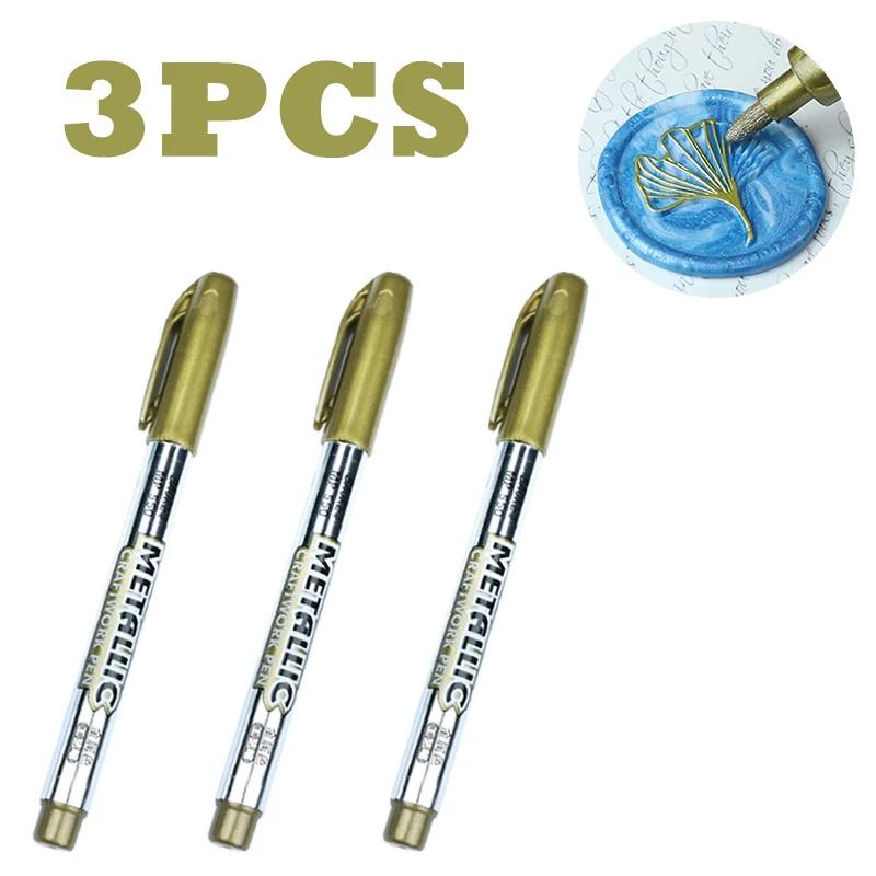 

1-3 шт. Винтажная ручка-штамп из сургуча для самостоятельного изготовления художественных украшений, огнестойкая краска, граффити, восковые цветные маркеры, ручки, золото, серебро