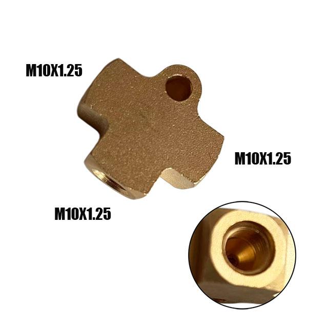 Copper 3 Way T Piece Brake Pipe Connector AN3 M10X1.25 M12X1 M12X1.25 Union Fittings Straight Brass Connector Car Accessories