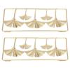 2Pcs Gold Metal Leaf Wall Decor 3D Modern Simple Clear Texture Metal Leaf Hanging Decoration with