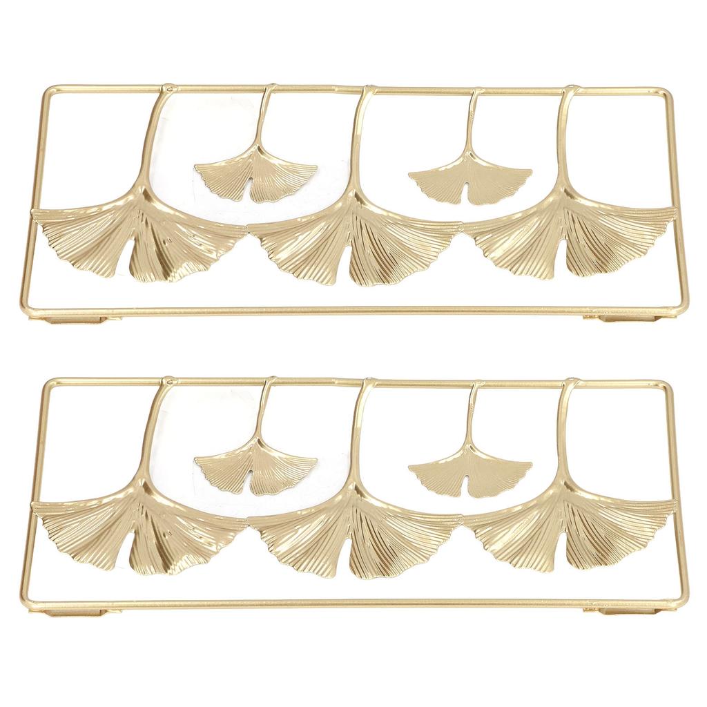 2Pcs Gold Metal Leaf Wall Decor 3D Modern Simple Clear Texture Metal Leaf Hanging Decoration with