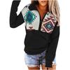 Women Hooded Printed Sweater Colorful Casual  Print Long Sleeve Shirt