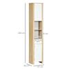 Tall Bathroom Cabinet In Particleboard with a Drawer, 2 Cabinets and 2 Adjustable Open Shelves, 37x30x184 Cm