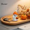Halloween Desk Decorations 3D Printed Cute Ghost Figurine with Pumpkin Milk Tea, Orange Trend Gifts Beanie Ornaments, Funny Holiday Gift for