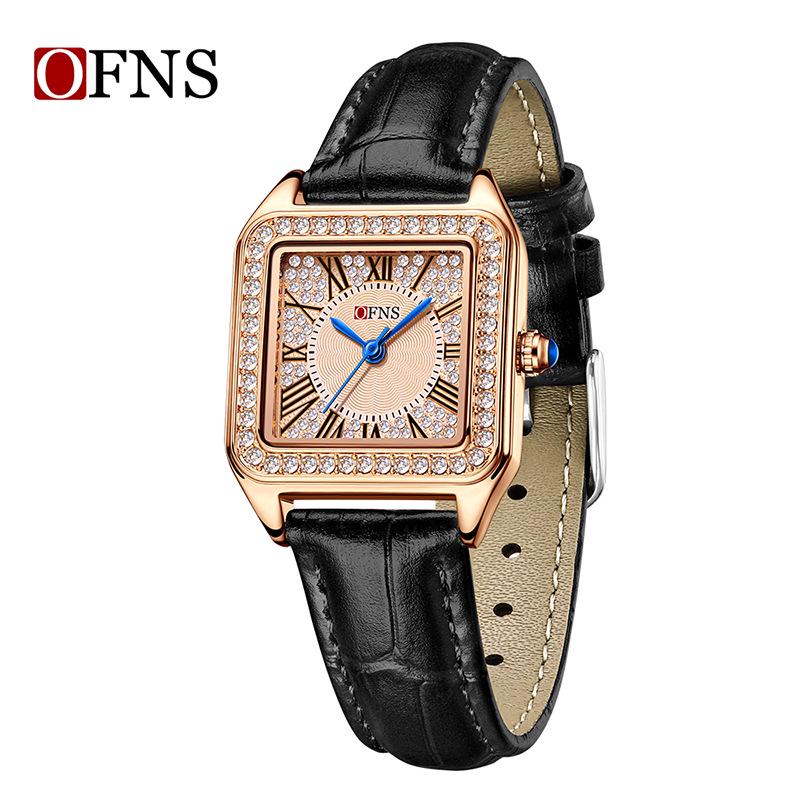 OFNS Retro Classic Roman Numeral Women s Quartz Watch with Diamond Inlay