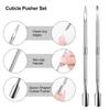 Stainless Steel Cuticle Pusher Double-Sided Double-Ended Dead Skin Remover Multicolor Beveled Steel Nail Art Tool Nail Care