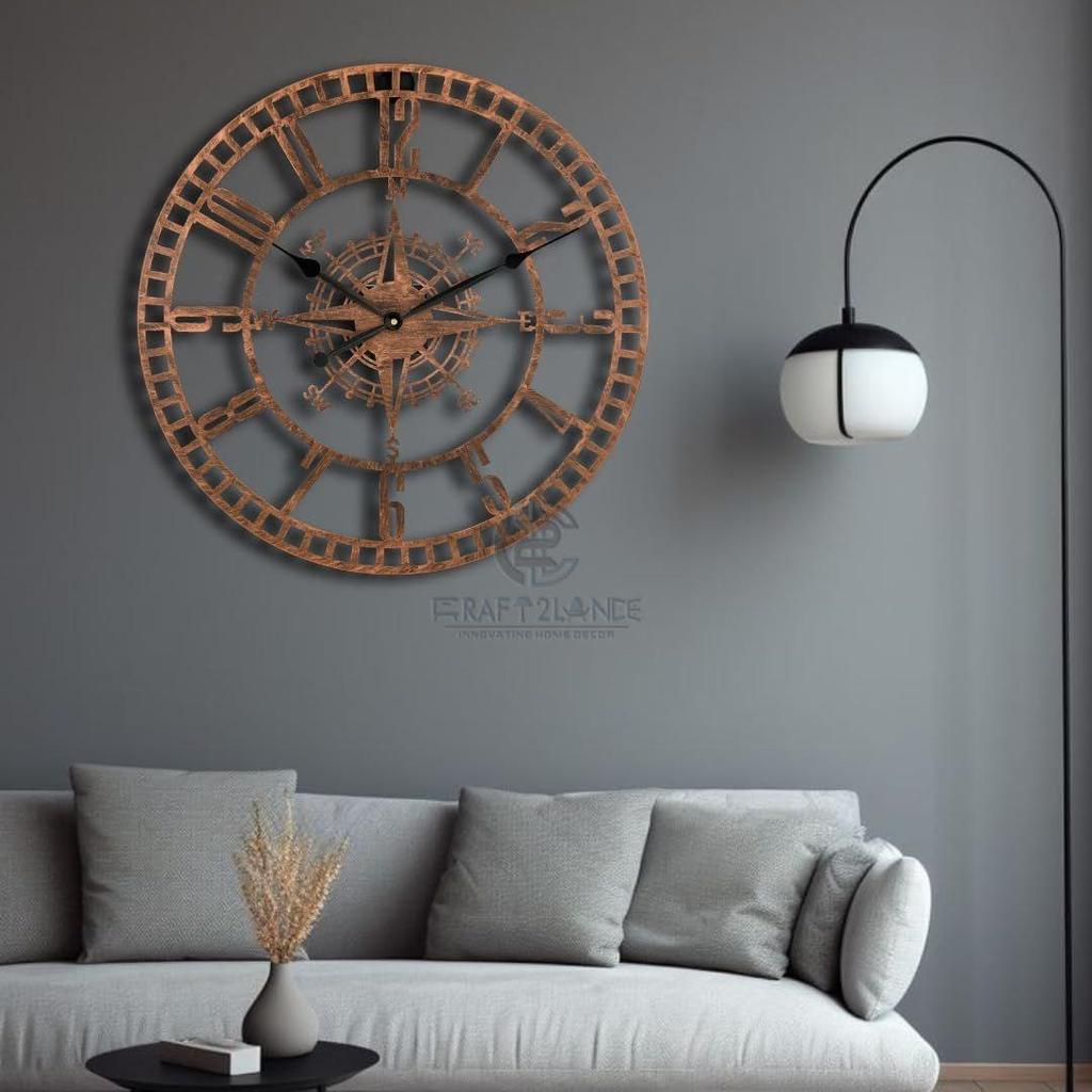 Wall Clock Decor Art Sculpture for Home Office Living Room Bedroom Restaurant Cafe (16 Inches/ 40 Cms)