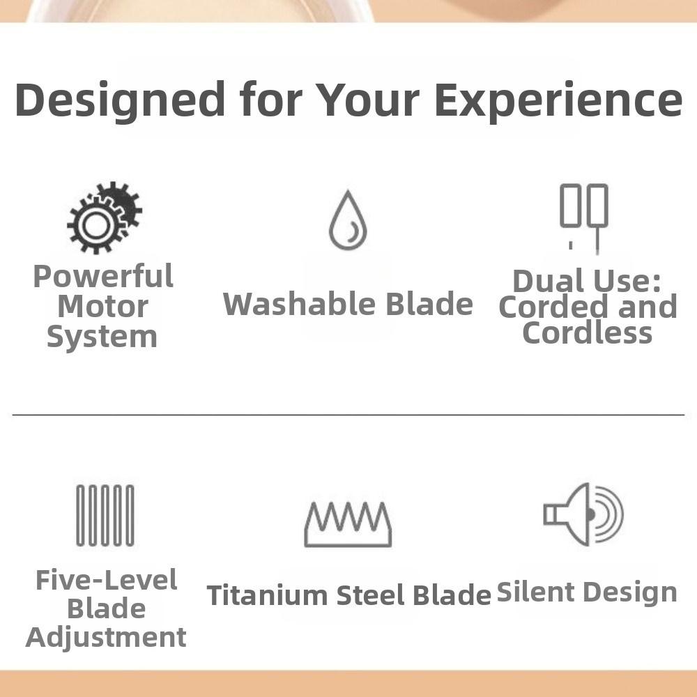 Long Battery Life Electric Hair Clipper USB Fast Charge USB Rechargeable Shaver  Beard Trimming