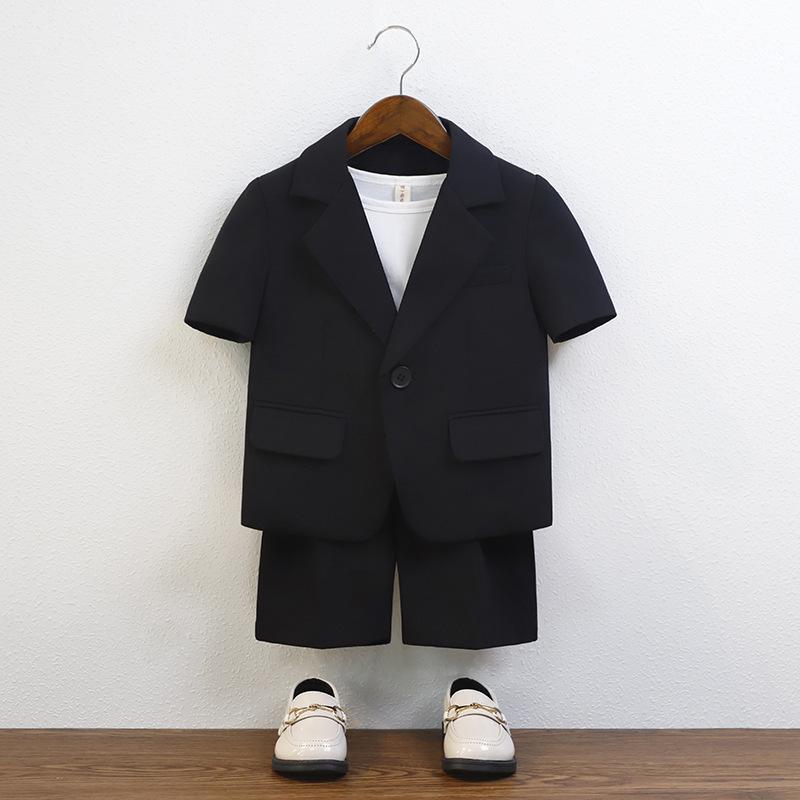 Children Casual Summer Short-sleeved Suit Set Boy's Handsome Photography Catwalk Performance Costume Kids Blazer Shorts Outfit