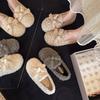 New Women's Single Shoes Wind One Pedal Fairy Bow Flat Bottom Velvet 2025 Fluffy Shoes Women's Warm Autumn and Winter Cotton Shoes