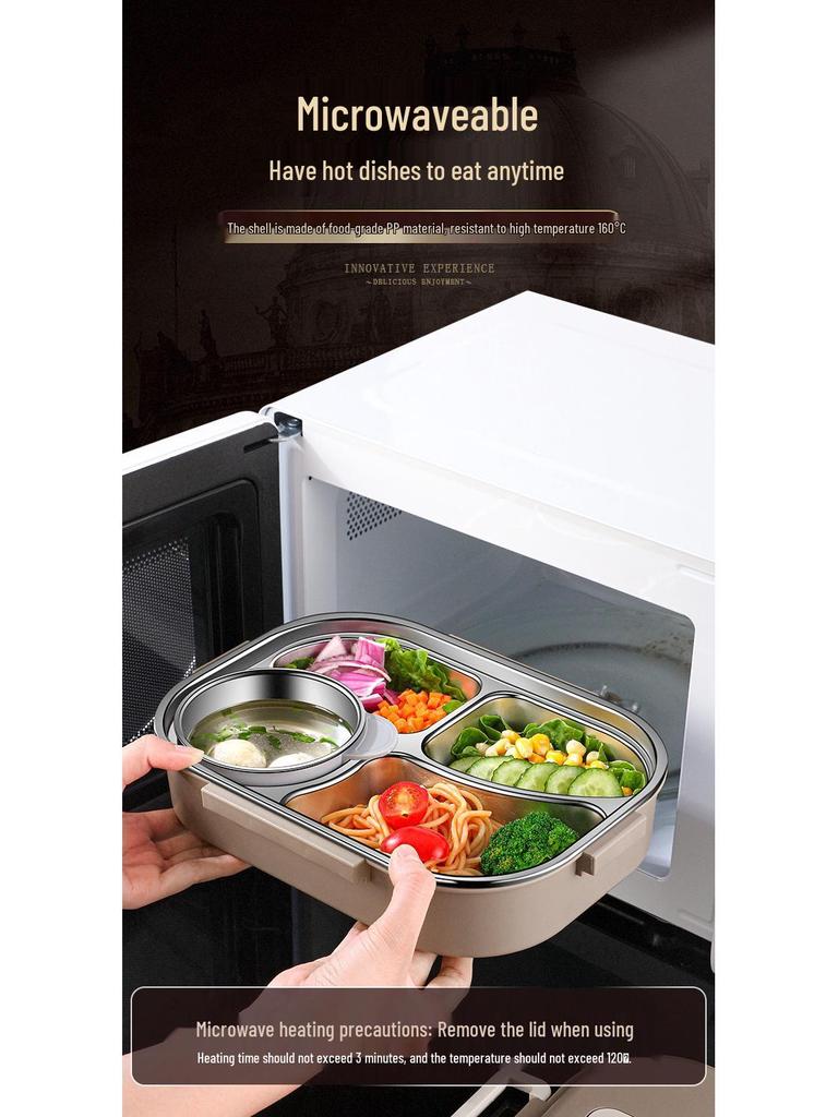 304 Stainless Steel Leak-Proof Insulated Lunch Box for Office and School, Food-Grade Square Bento Box.