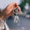 PENIKOKO 2pcs Silver Stainless Steel Guardian Bell Motorcycle Keychain with