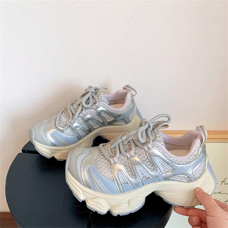 Thick-soled dad shoes New mesh breathable heightening with skirt shoes sports and leisure shoes