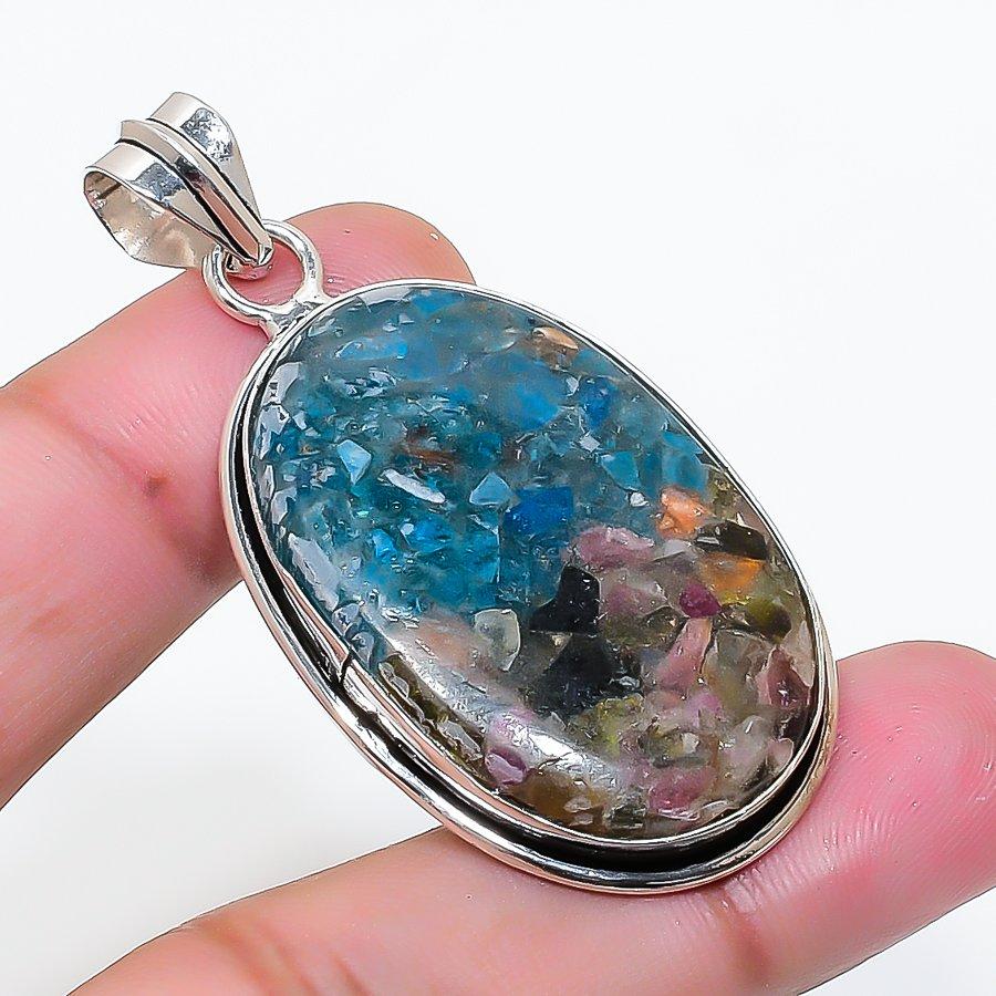 Natural Tourmaline Gemstone Handmade 925 Sterling Silver Pendant 2.05  AP-15088