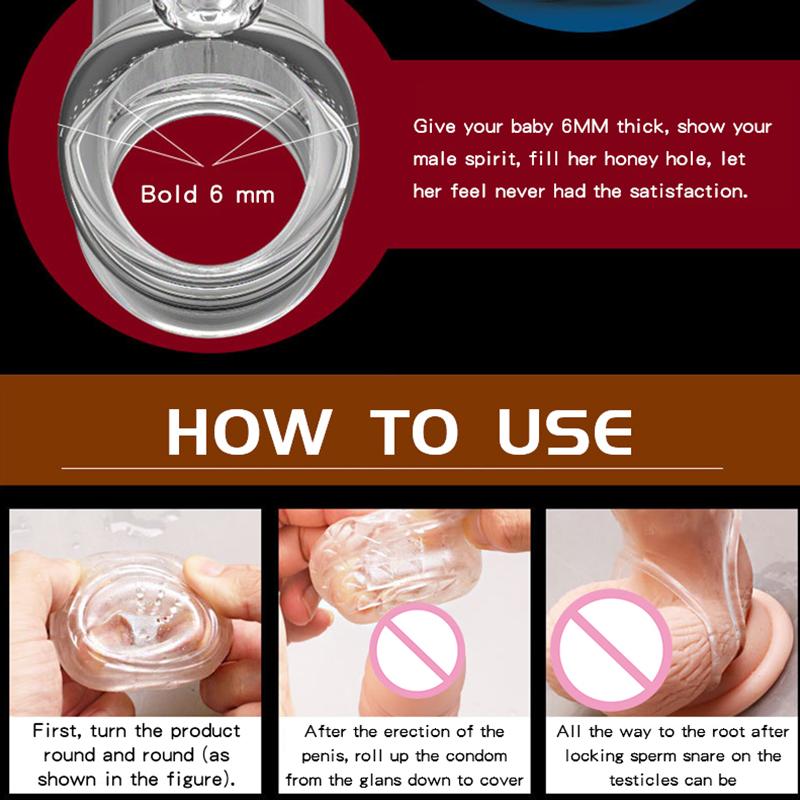 Reusable Penis Sleeve Penis Enlargement Condoms Extender Male Cock Sex Toy Spikes Realistic Dildo Sleeve Adult Sex Products For Men