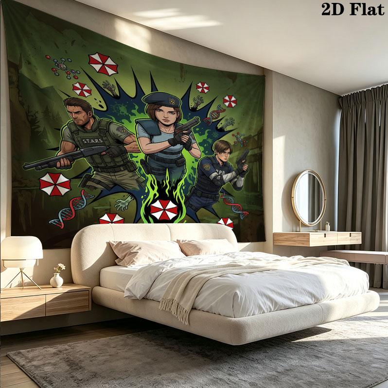 Resident Evil Wall Tapestry Aesthetic Wall Hanging Printed Fabric Blanket Decorative Tapestries For Bedroom Living Room Home Decor
