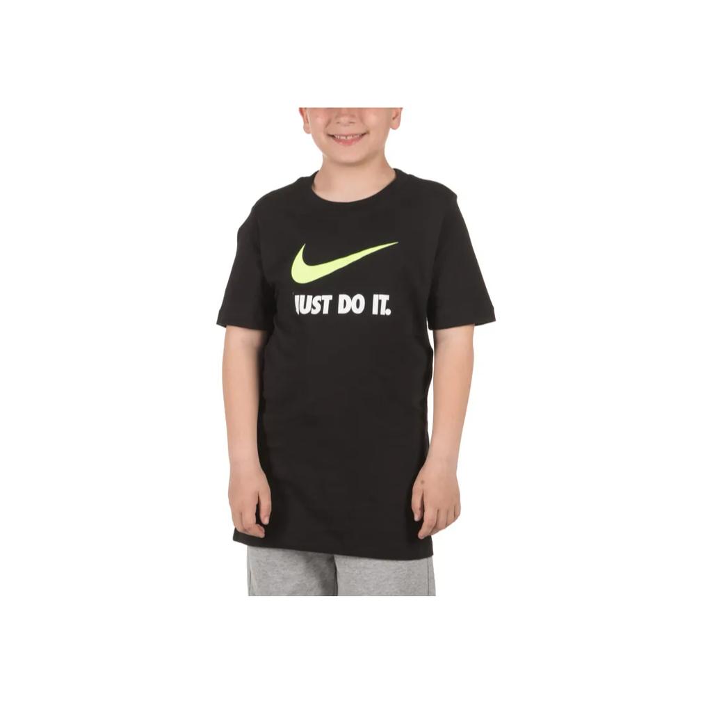 Nike Letter Logo Print Pullover Short Sleeve T-Shirt Kids Tops Black AR5249-014
