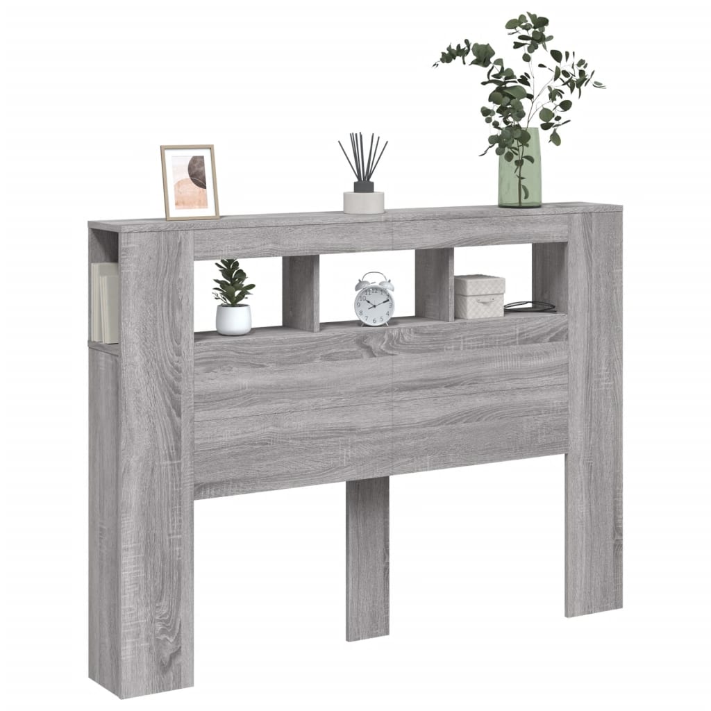 Vidaxl Testata Letto Con LED, Rovere Sonoma Grigio, 140X18,5X103,5 Cm