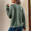 Women's Fashion Casual Hollow Lace V Neck Pullover Solid Color Loose Lightweight Long Sleeve Top Knitted Sweater